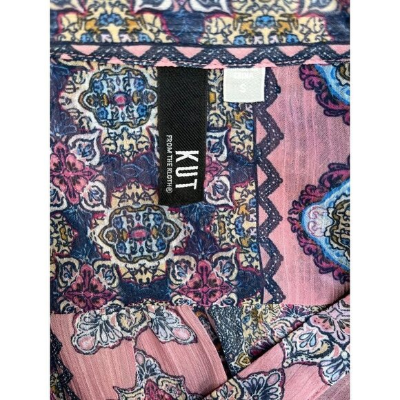 Kut from the Kloth Multicolor Sheer Blouse Geometric Bohemian Size Small - Picture 9 of 10